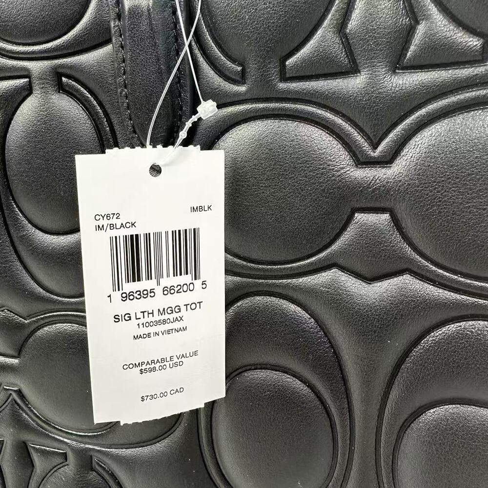 Coach Large Maggie Tote Bag In Blocked Signature Leather Black CY672 $598 - Picture 7 of 10